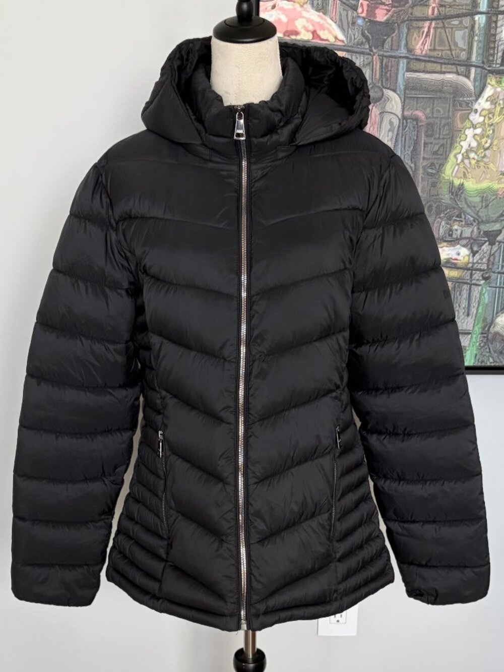 DKNY Black Packable Puffer Coat XL
